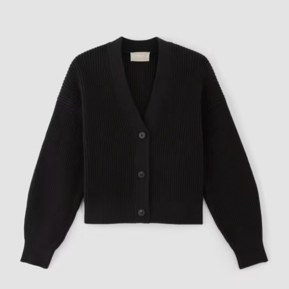 The Boxy Cardigan in Everyday Cotton, size Small black